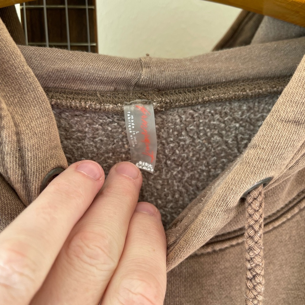 Free People FP Movement Sprint to the Finish Hoodie Taupe Sz L - Picture 4 of 9